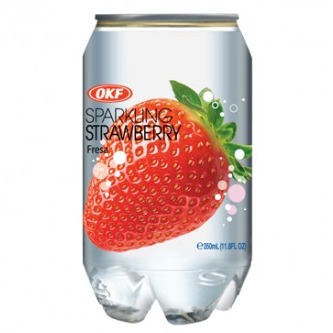 آب گازدار طعم‌دار OKF با طعم توت‌فرنگی ۳۵۰ میلی‌لیتری