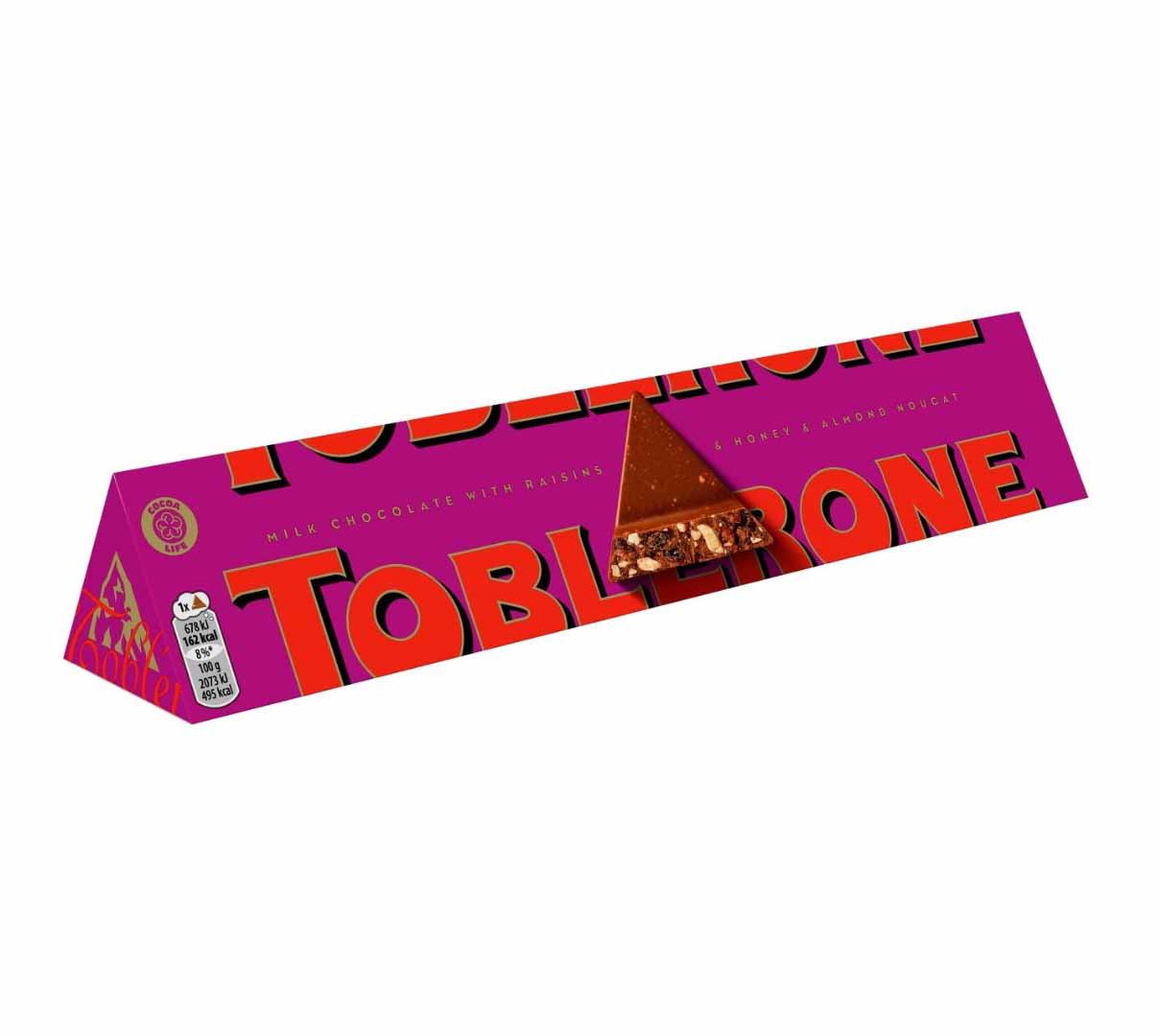 شکلات شیری با مغز بادام و کشمش تابلرون ۱۰۰ گرمی | Toblerone Almonds and Raisins